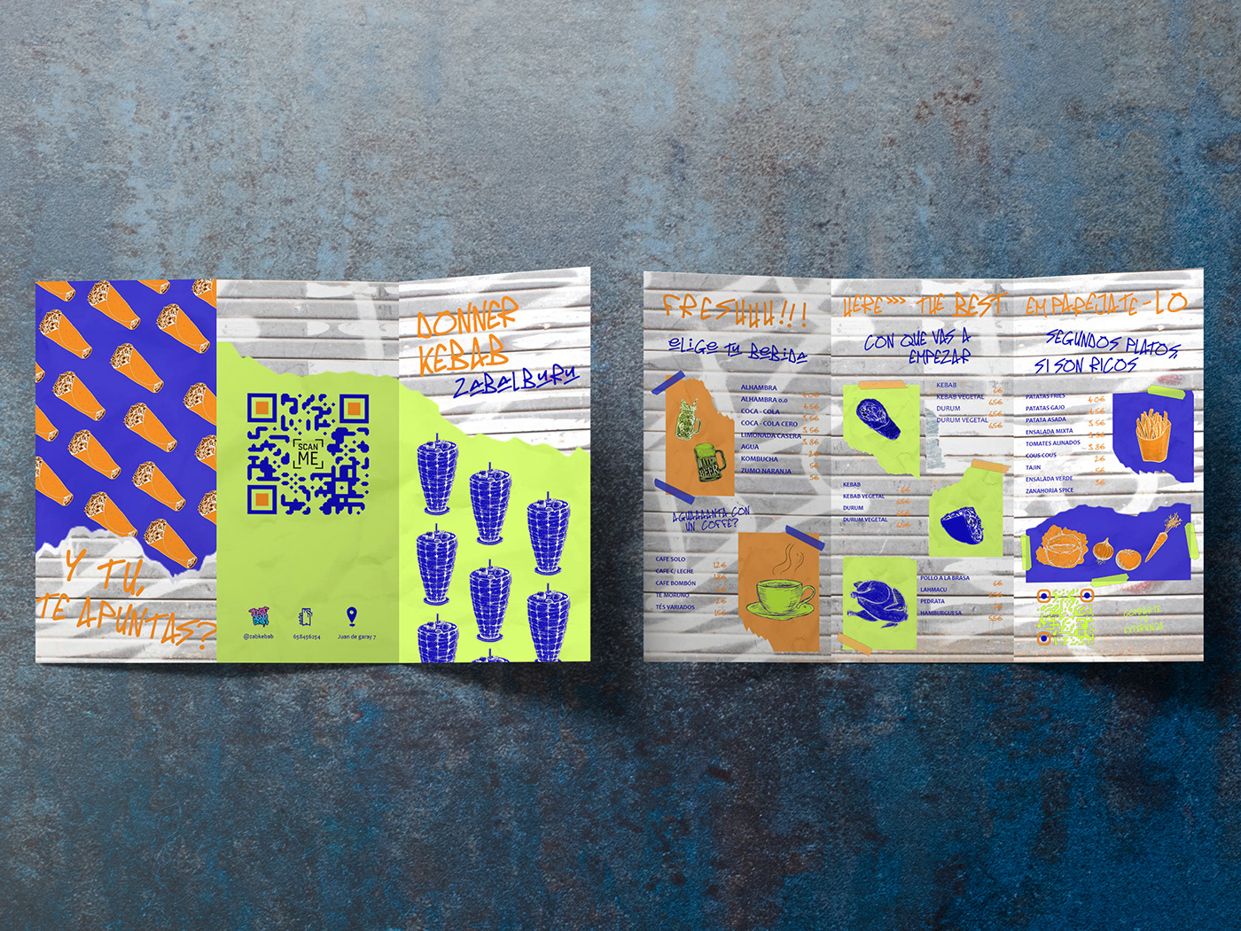 desing Diseño editorial diseño gráfico editorial editorial design  Food  kebab Menu Card restaurant triptico