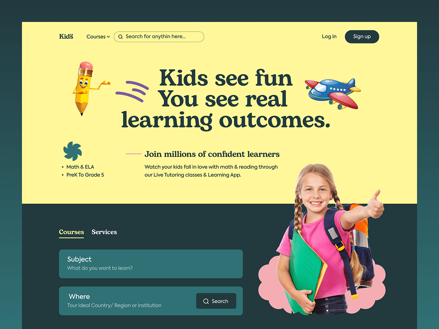 children colorful colors Education Website kids landing page learning school user interface Web Design 