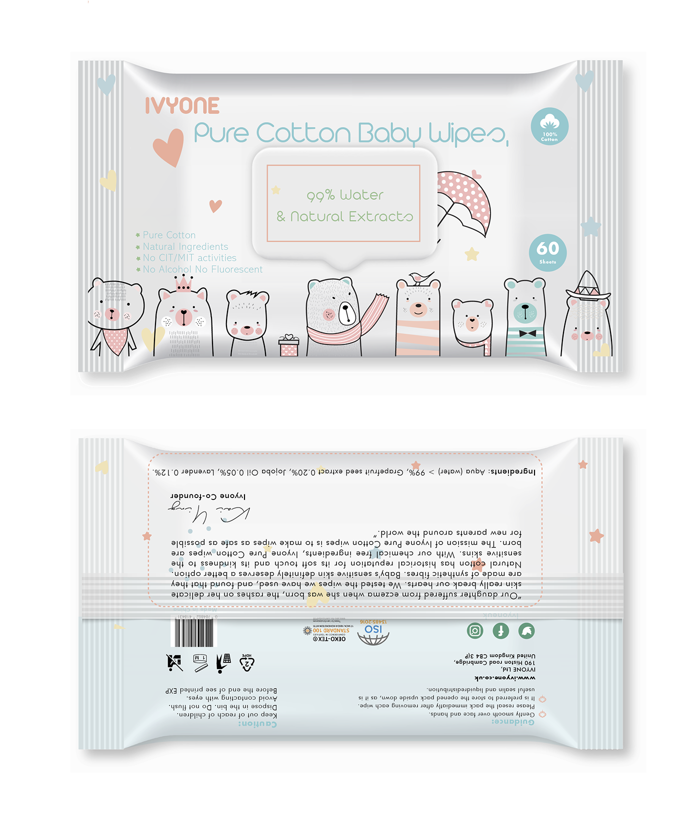 cotton pure wet baby wipes wipes baby soft Packaging