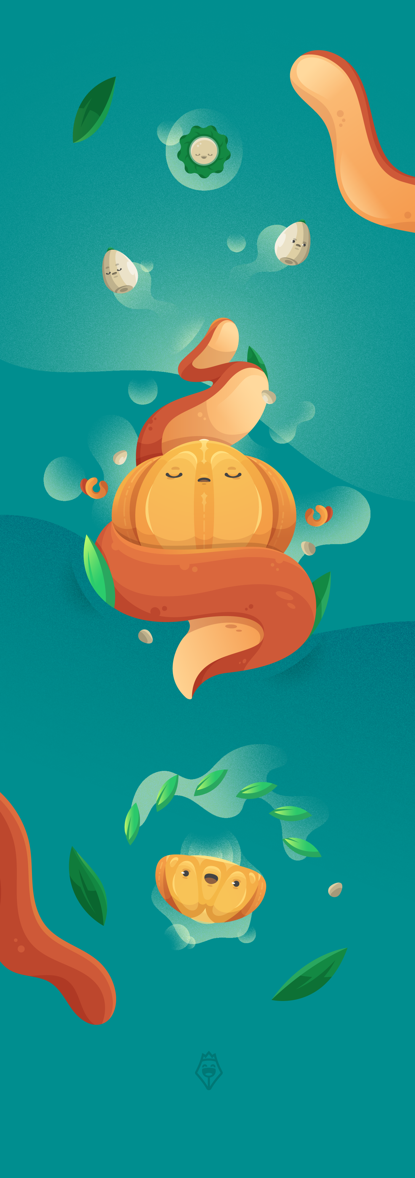 autumn tangerine Food  ILLUSTRATION  vector Character Fruit graphic design
