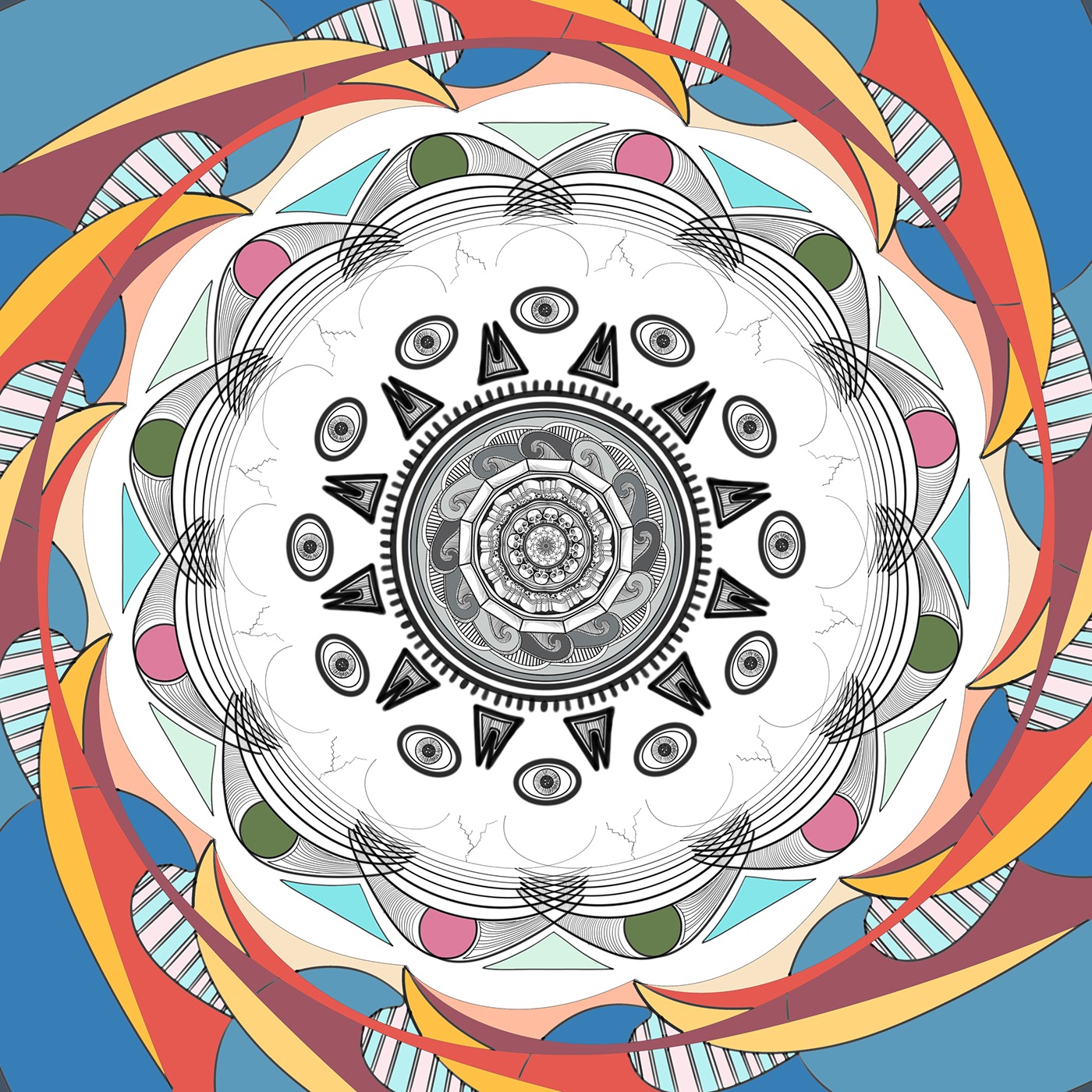100daysofdrawing digital symmetry Mandalas