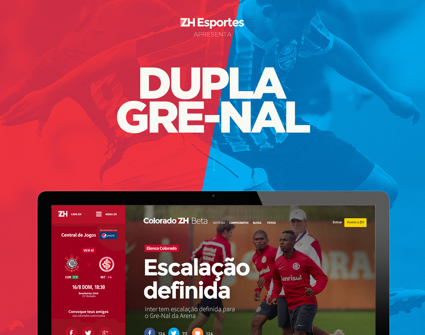 app mobile Web desktop Interface design ios android Responsive user experience visual design soccer grêmio inter zero hora