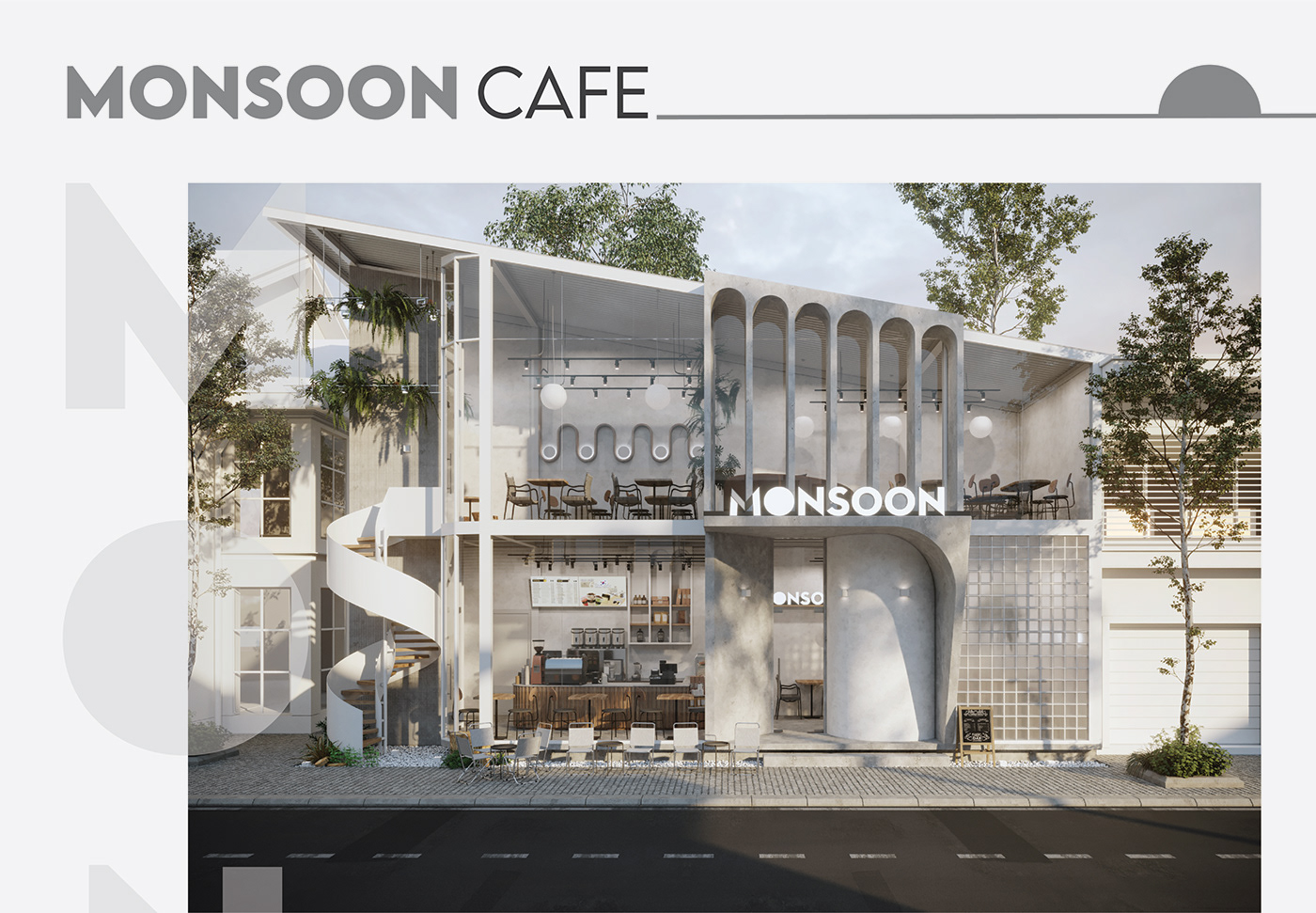 cafe Coffee concrete Interior minimal shop