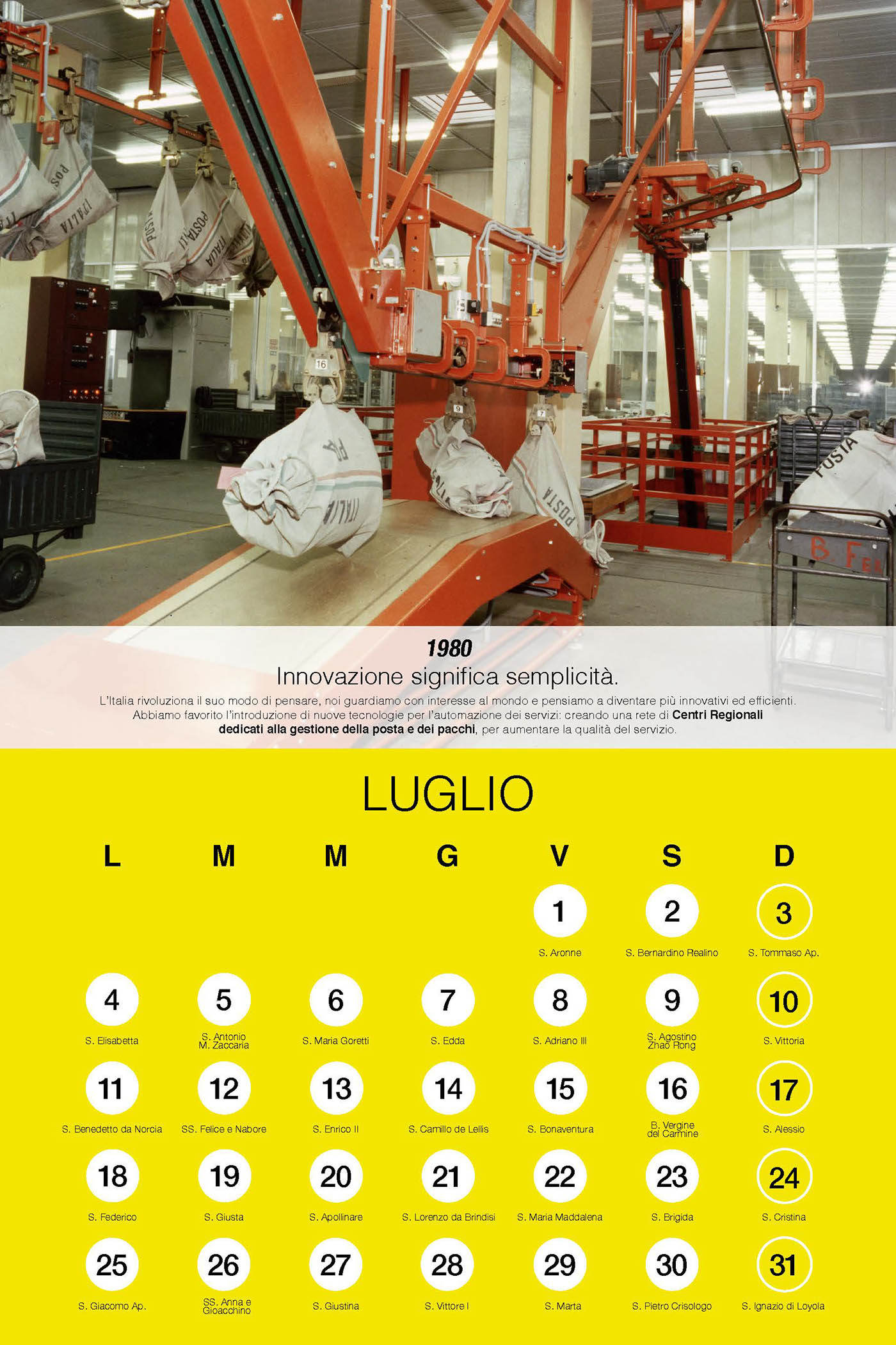 Poste italiane Calendario 2016 cambiamento