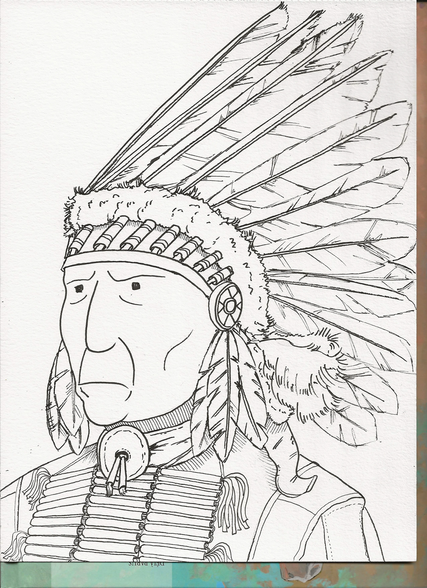 indian ink nativeamerican watercolor