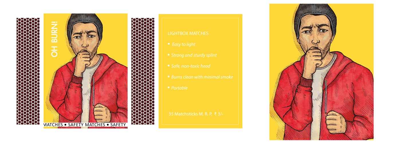Matchbox matchsticks matchbox covers ILLUSTRATION  Packaging Experience Playful hand drawn lightbox graphic design 