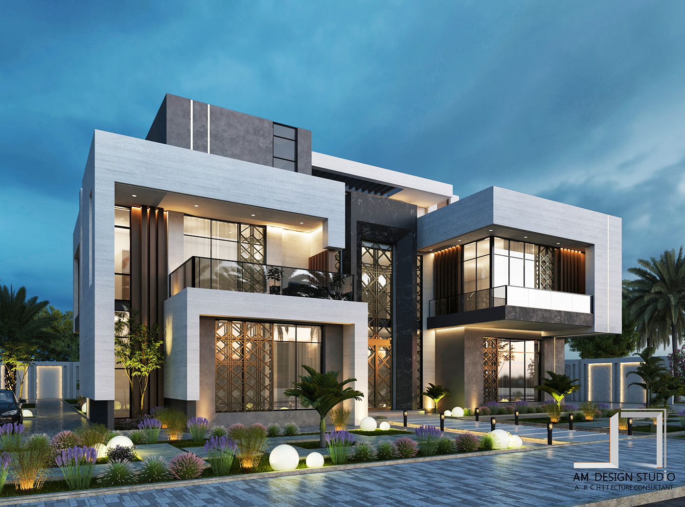 architecture contemporary design exterior modern revit Villa vray