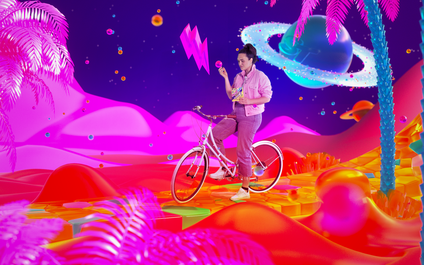 Candy planet Space  gummy Bicycle rocket hashtag bolt bubble