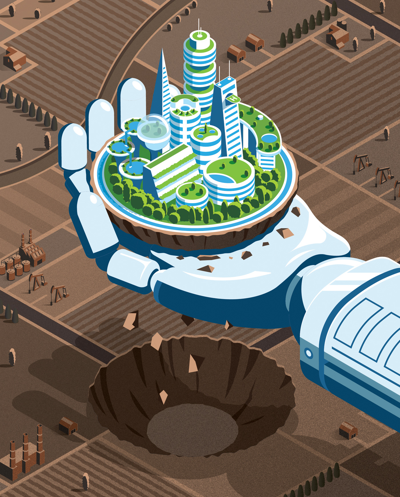 Isometric ISO 3D vector modern clean futuristic city lab energy