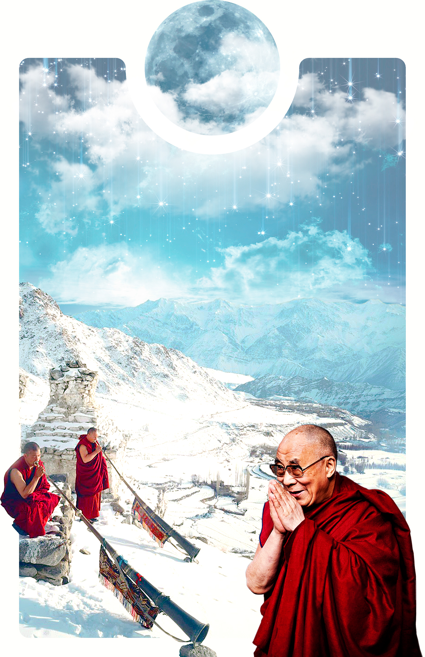 poster Tibetan monk Dalai Lama design