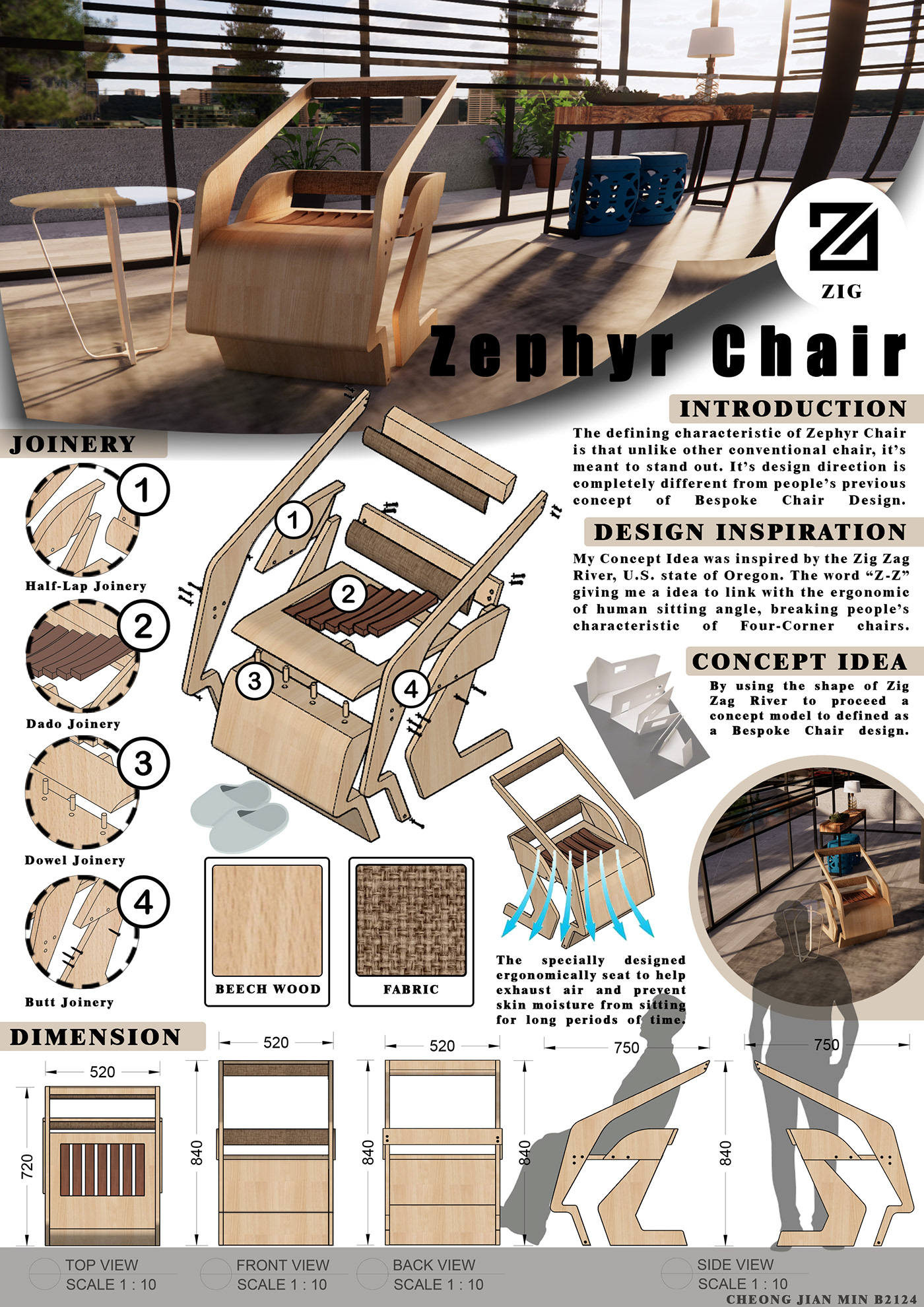 chair furniture design  zigzag zephyr design logo