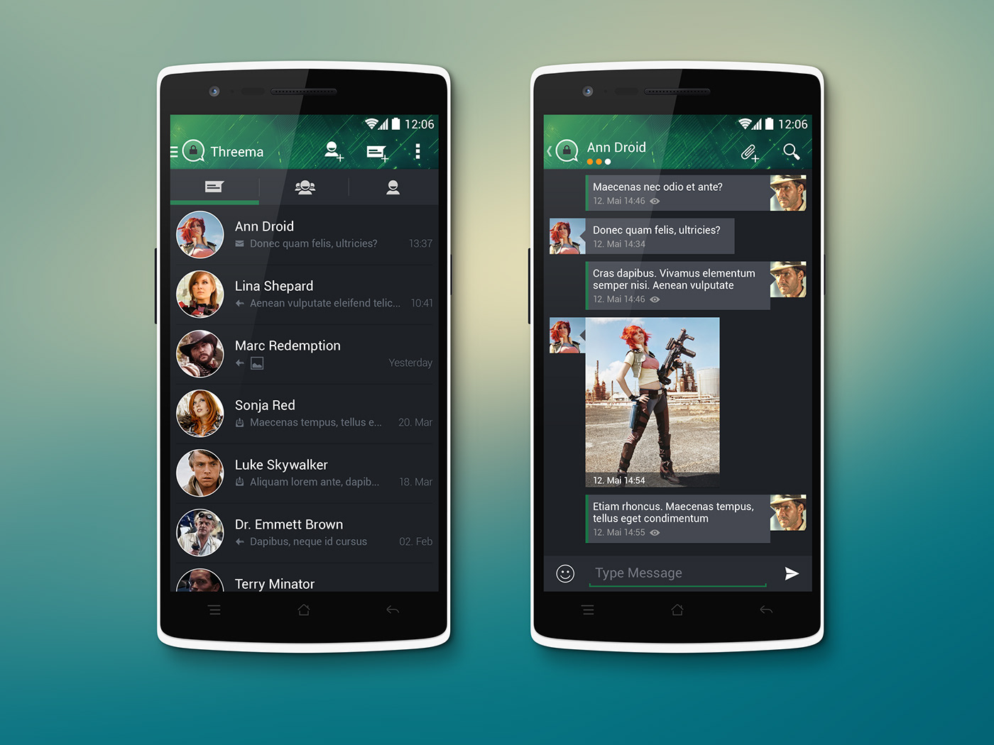 android Threema Chat messenger mobile UI GUI Interface redesign concept