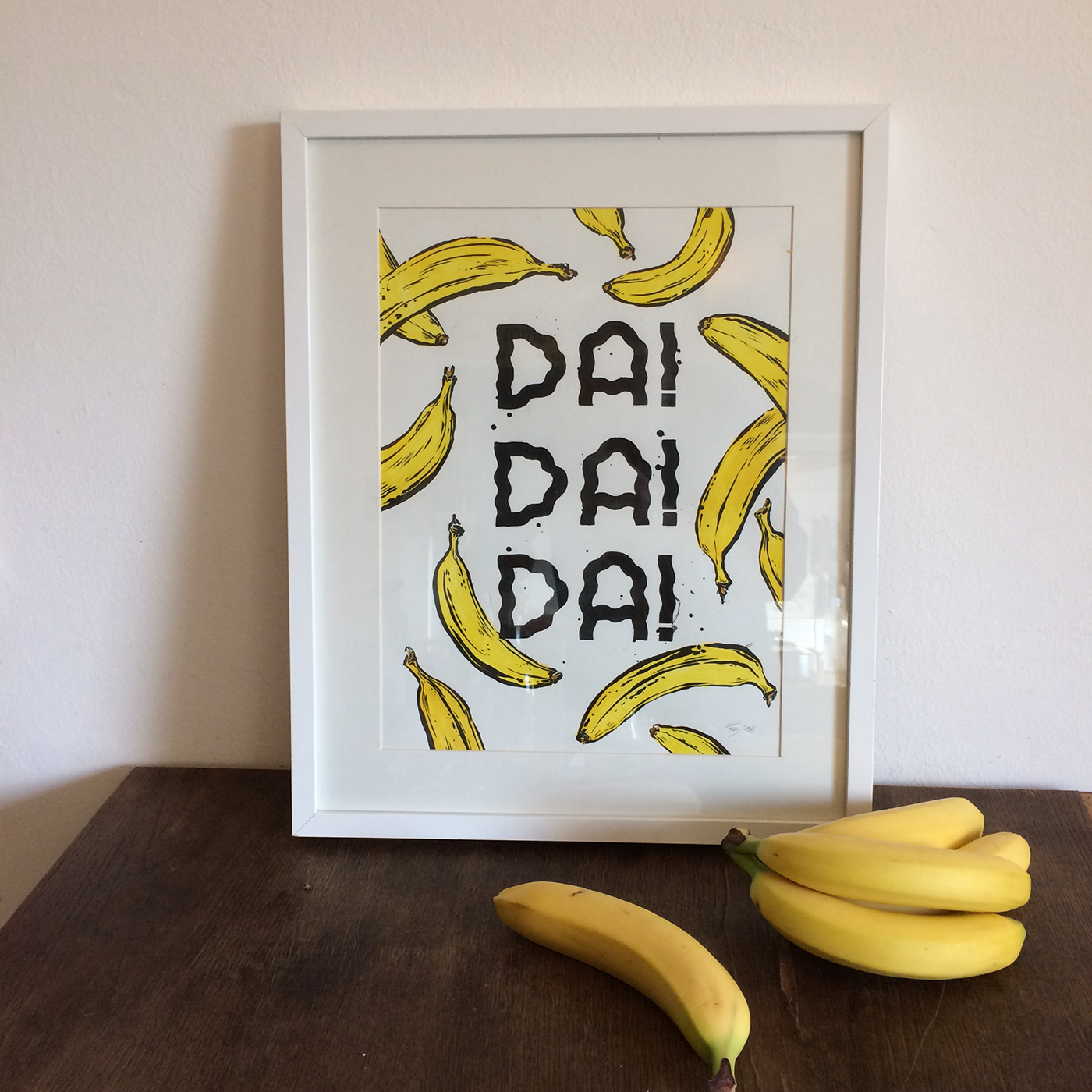 Bananas Fruit yellow brushpen fudepen Handlettering lettering poster posterdesign type