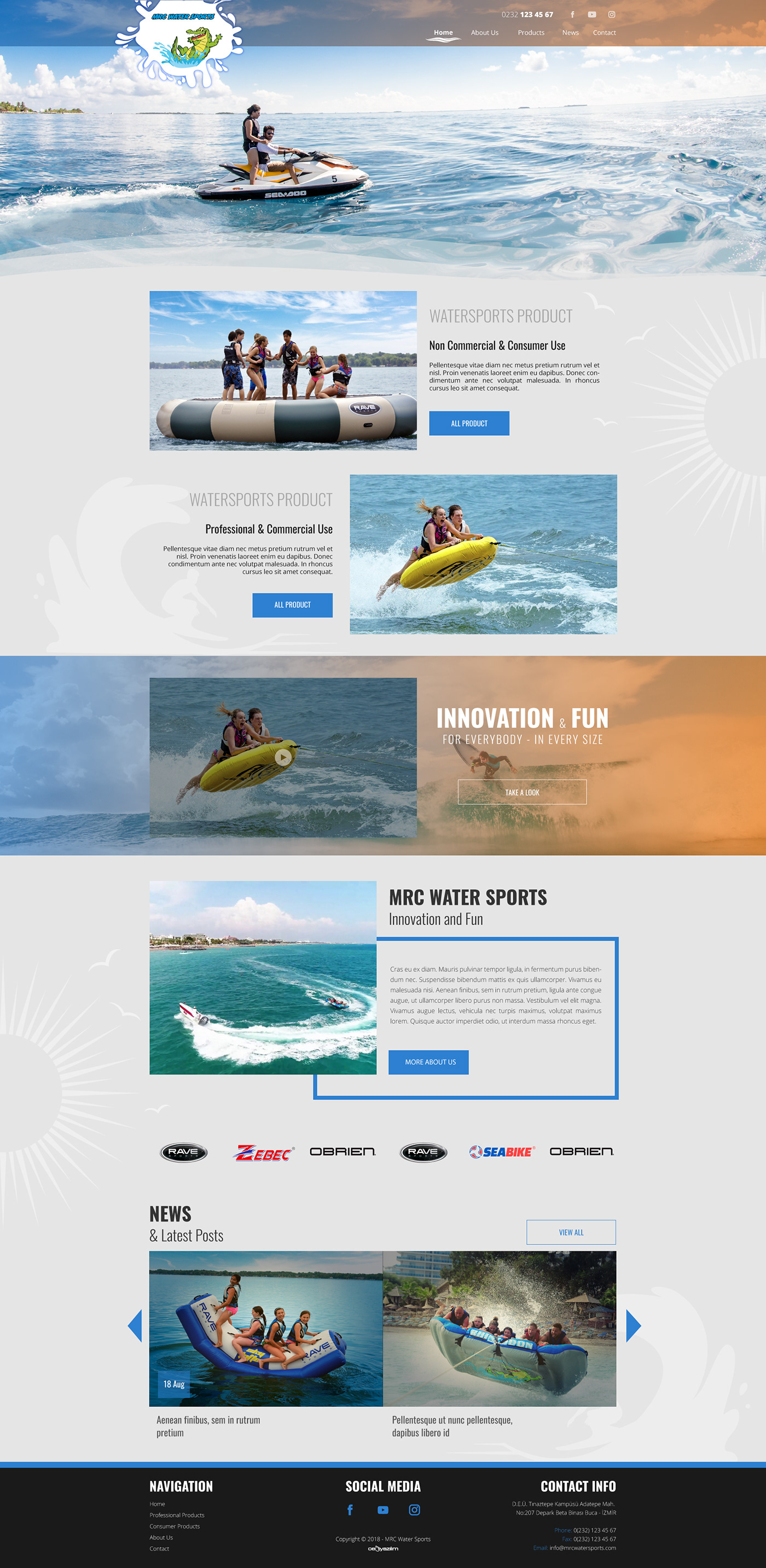 Web Design  watersport landing page Web designer uı ux graphic design  web site template web page