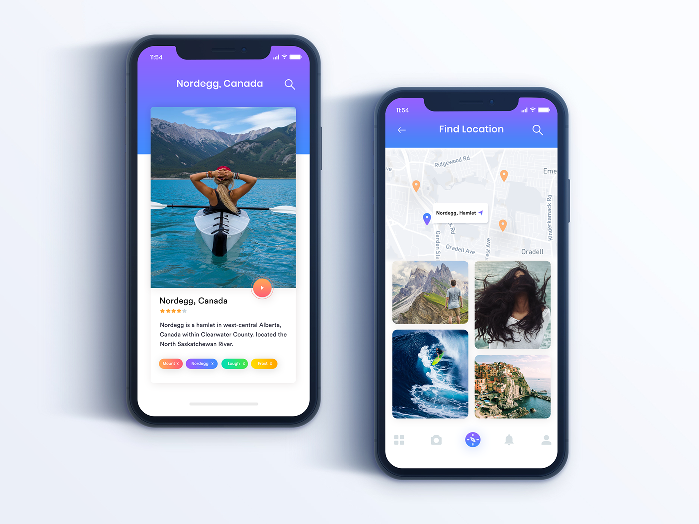 cards exploration feed in ios iphone log poem profile travel trend ux