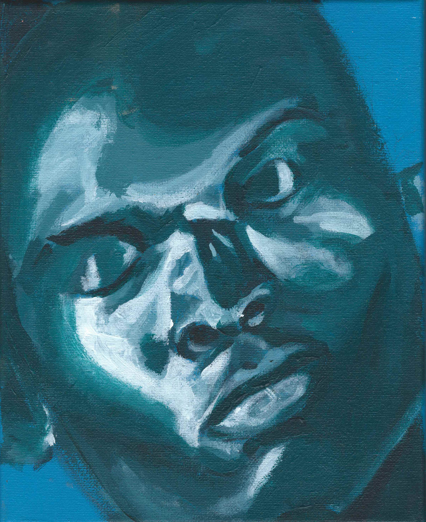 portrait painting   african-american art acrylic blue green orange colorful White