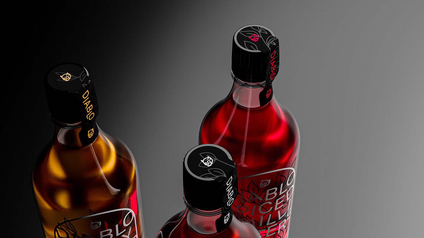 3D alcohol bottle design glass ILLUSTRATION  Label Packaging plants Render