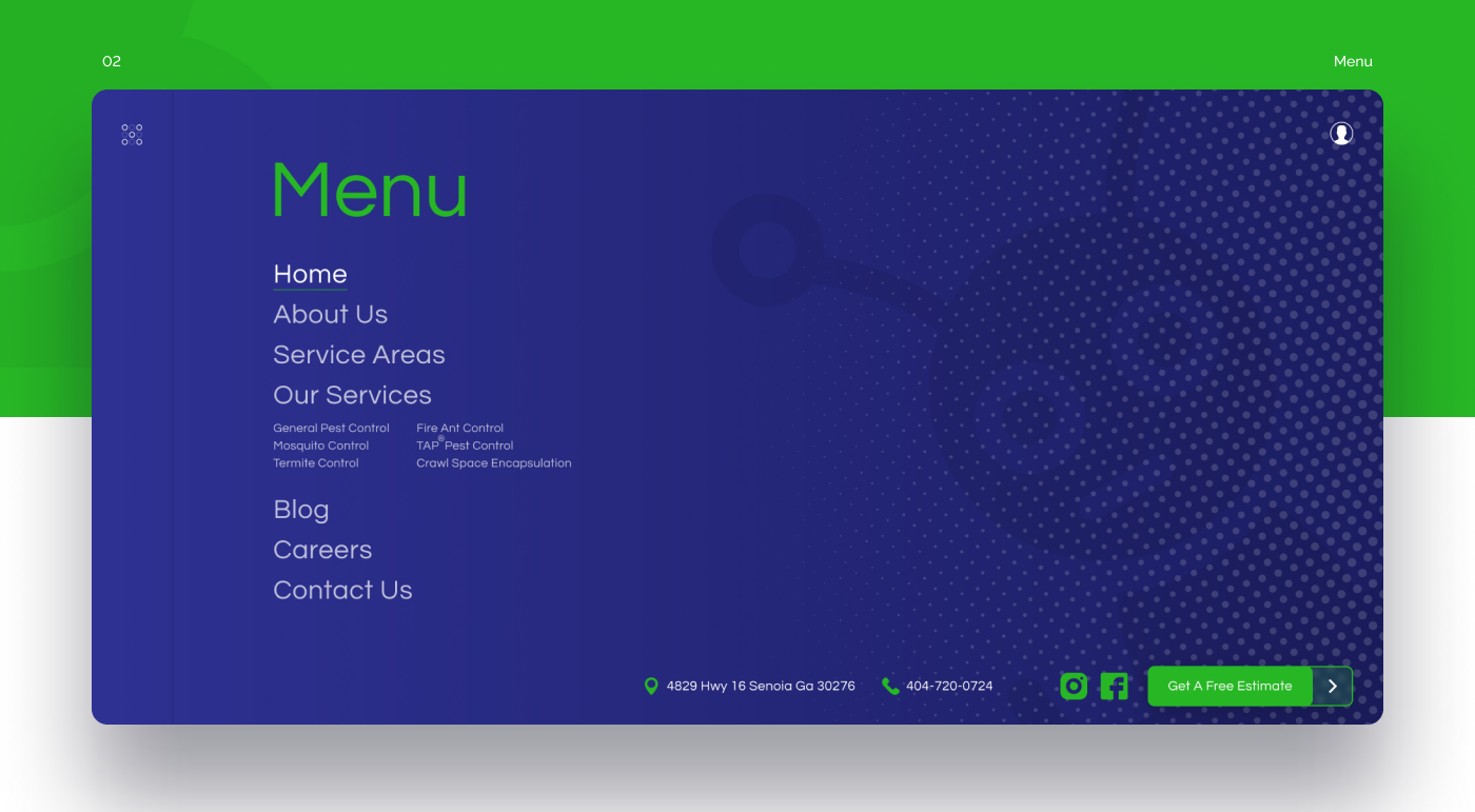 blue corporate green insect Pest Pest Control UI ux Web Webdesign