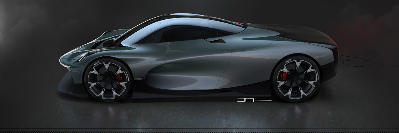 Auto car concept Pagani Render Retro sketch Synthwave vetra Zonda