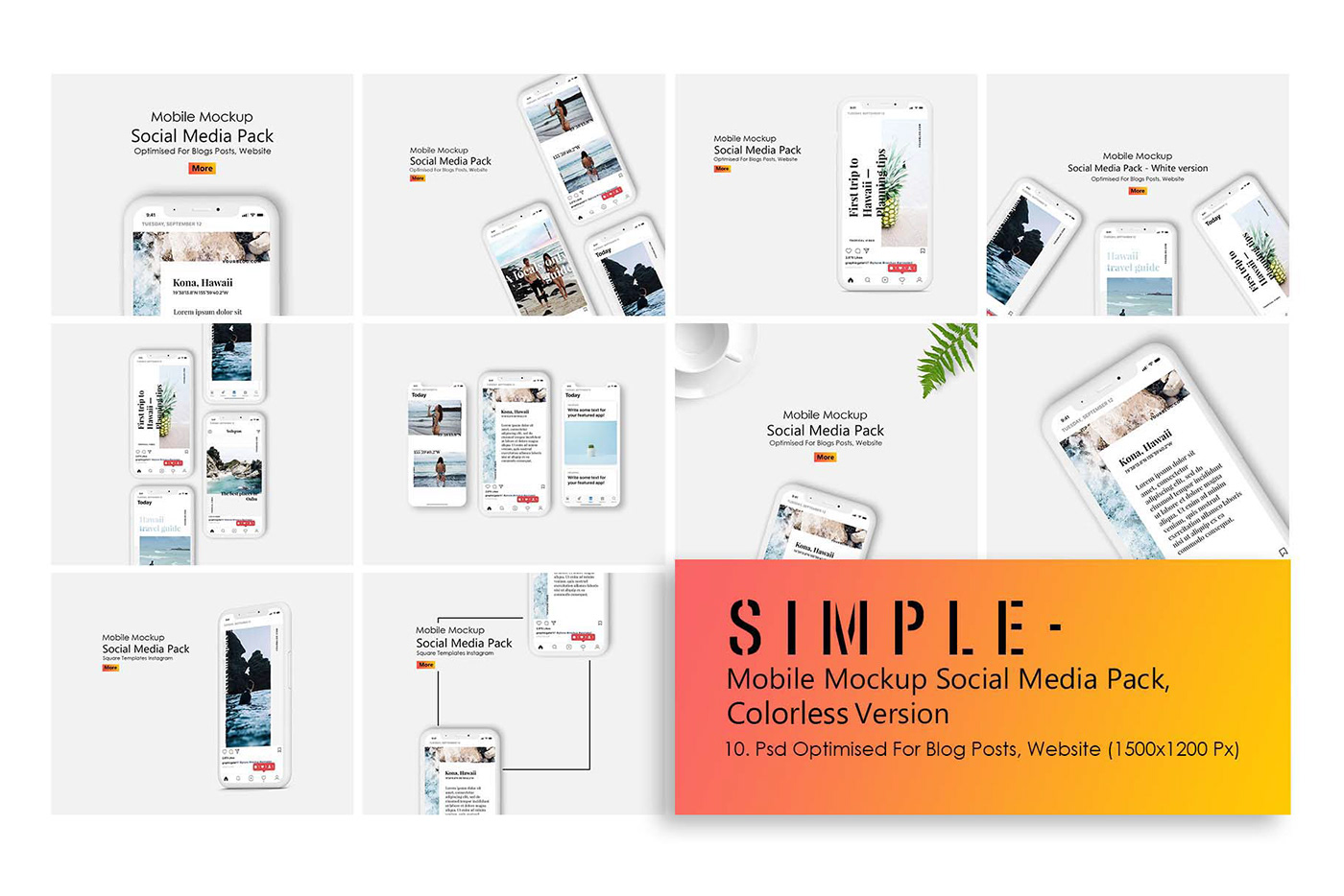 WEBSITE WEB BLOG Mockup social media instagram Pinterest facebook presentation iPhone x mobile