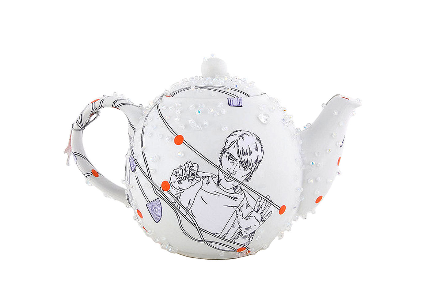 tea teapot splash self portrait digital sketch neon model handcrafted