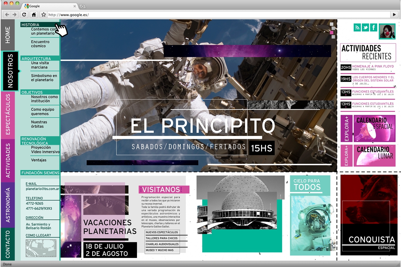 Web Planetario Planetario Buenos Aires diseño ux diseño interactivo diseño multimedial