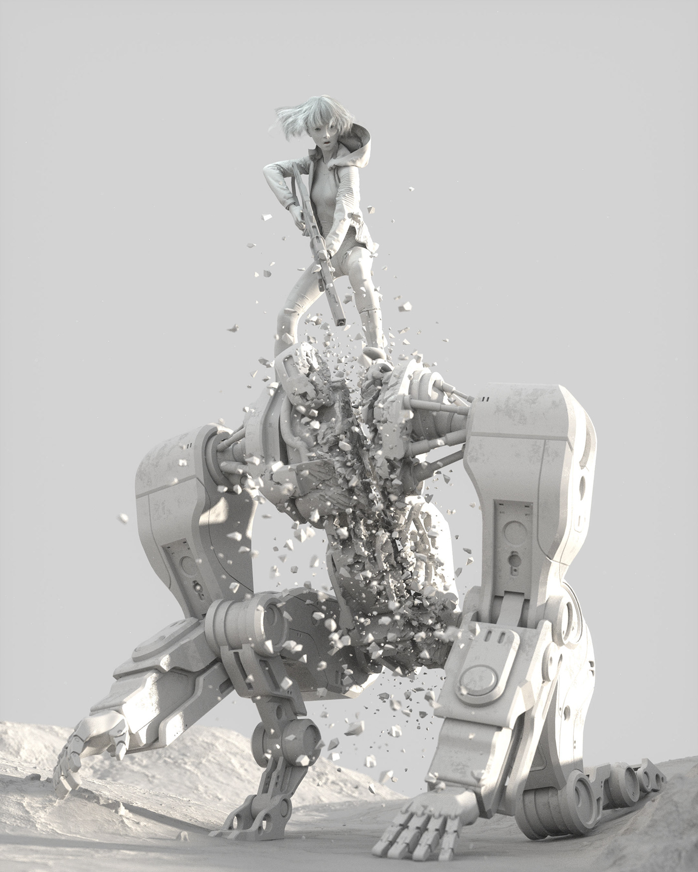 3D c4d Character design  concept art Game Art octane parallel robot sci-fi tcg