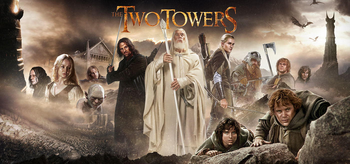 The lord of the rings the two towers frodo sam legolas Gimli movie Gollum