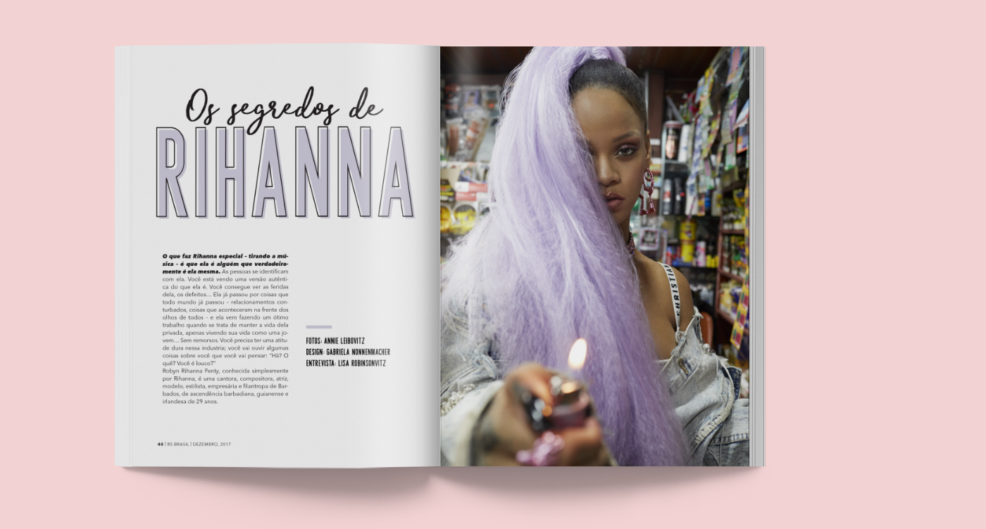 redesign editorial graphic design  music Rihanna magazine rolling stone feminism design revista