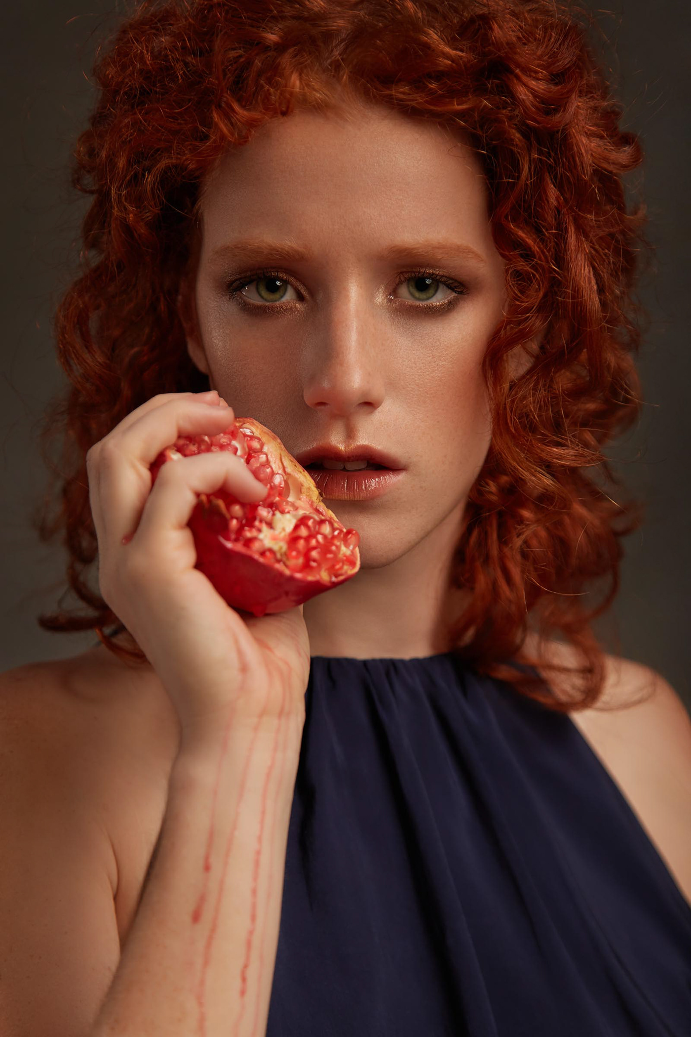 italian photographer make-up artist melograno Persephone pomegranade preraphaelite preraphaelites Red curly hair fine-art greek mythology
