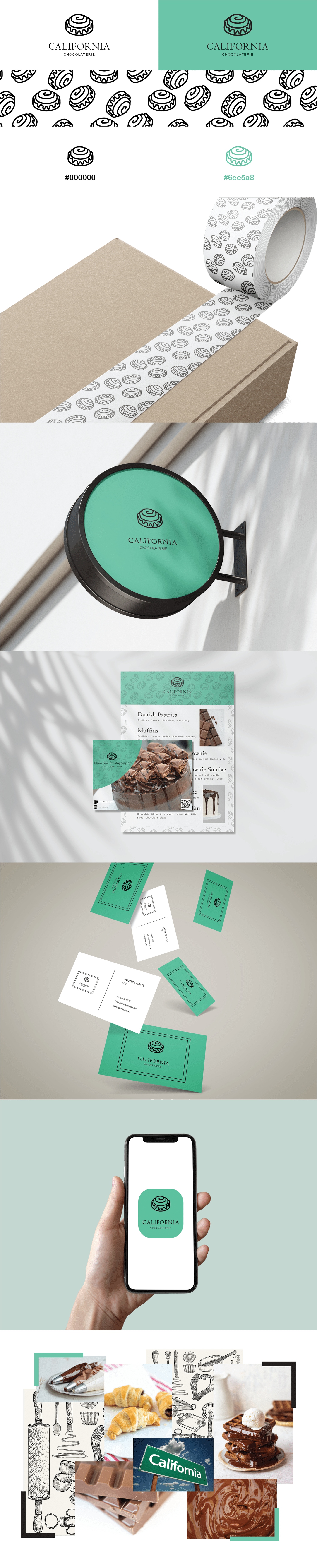 brand identity brochure design California chocolat chocolate Chocolaterie Flyer Design Logo Design minimalist logo pastery
