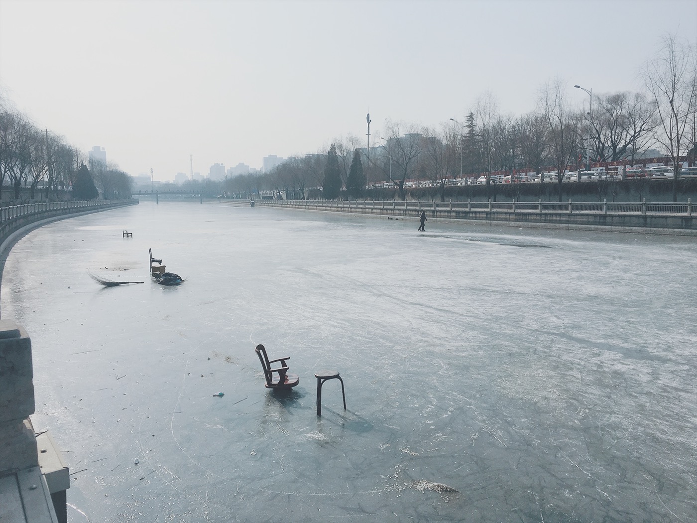 beijing china winter canal river frozen Photography  Skating ice