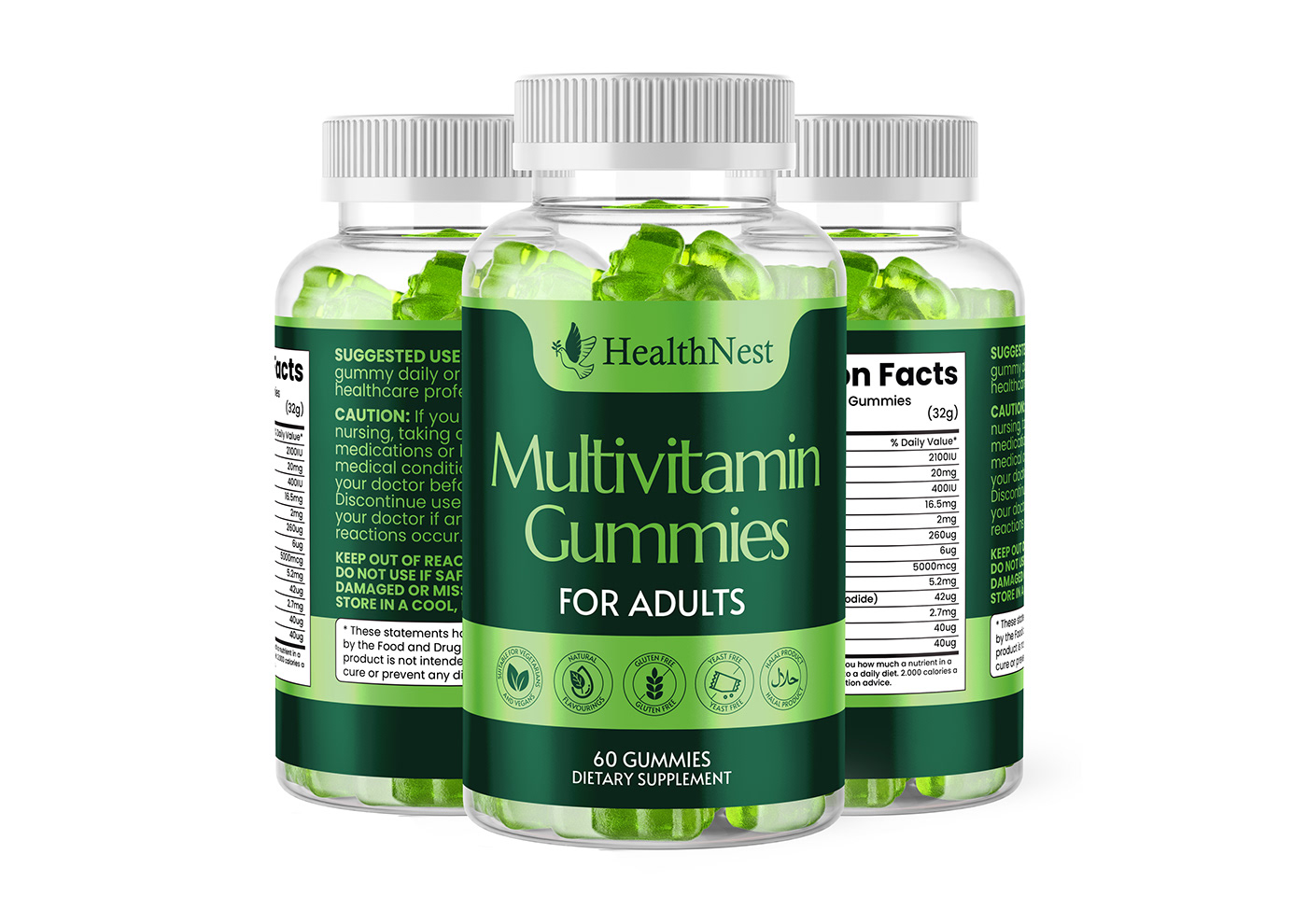 multivitamin vitamin supplement Health fitness sport Label gummies Packaging