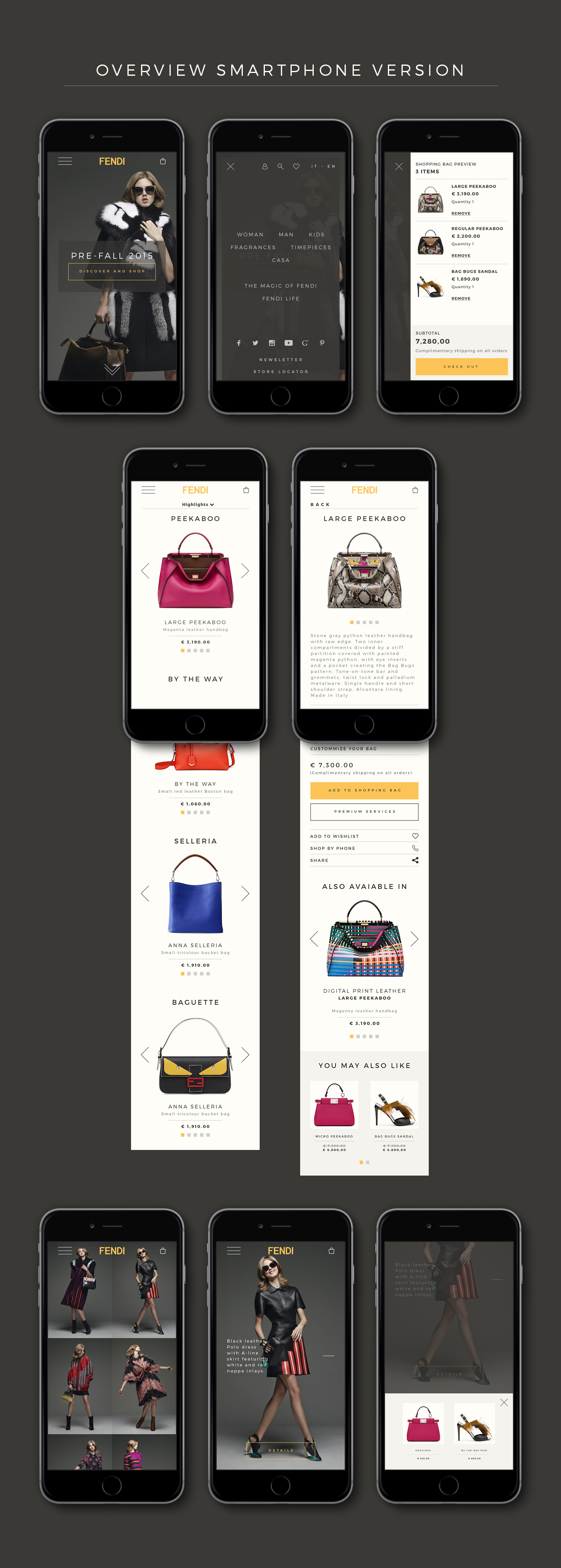 web site Luca Fasoli bitterfruit Responsive Design user experience tablet smartphone mobile full screen digital design fendi eCommerce design fashion branding