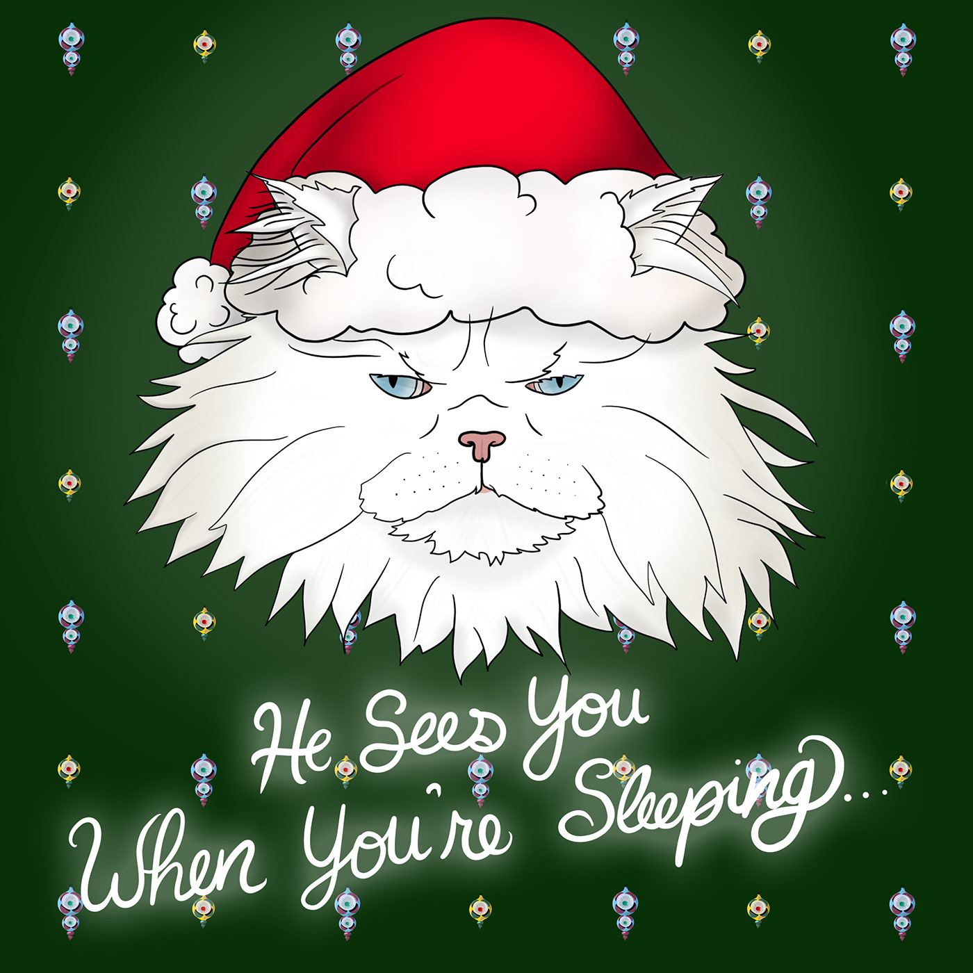 Christmas christmas card persian cat Santa Claus Pet Portrait Cat santa