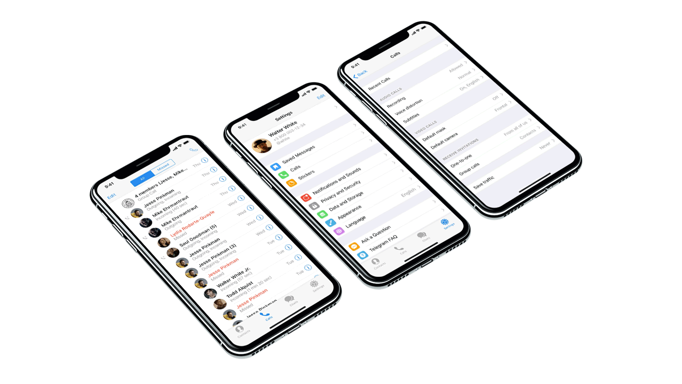 Telegram contest voice calls app UI Notifications concept redesign