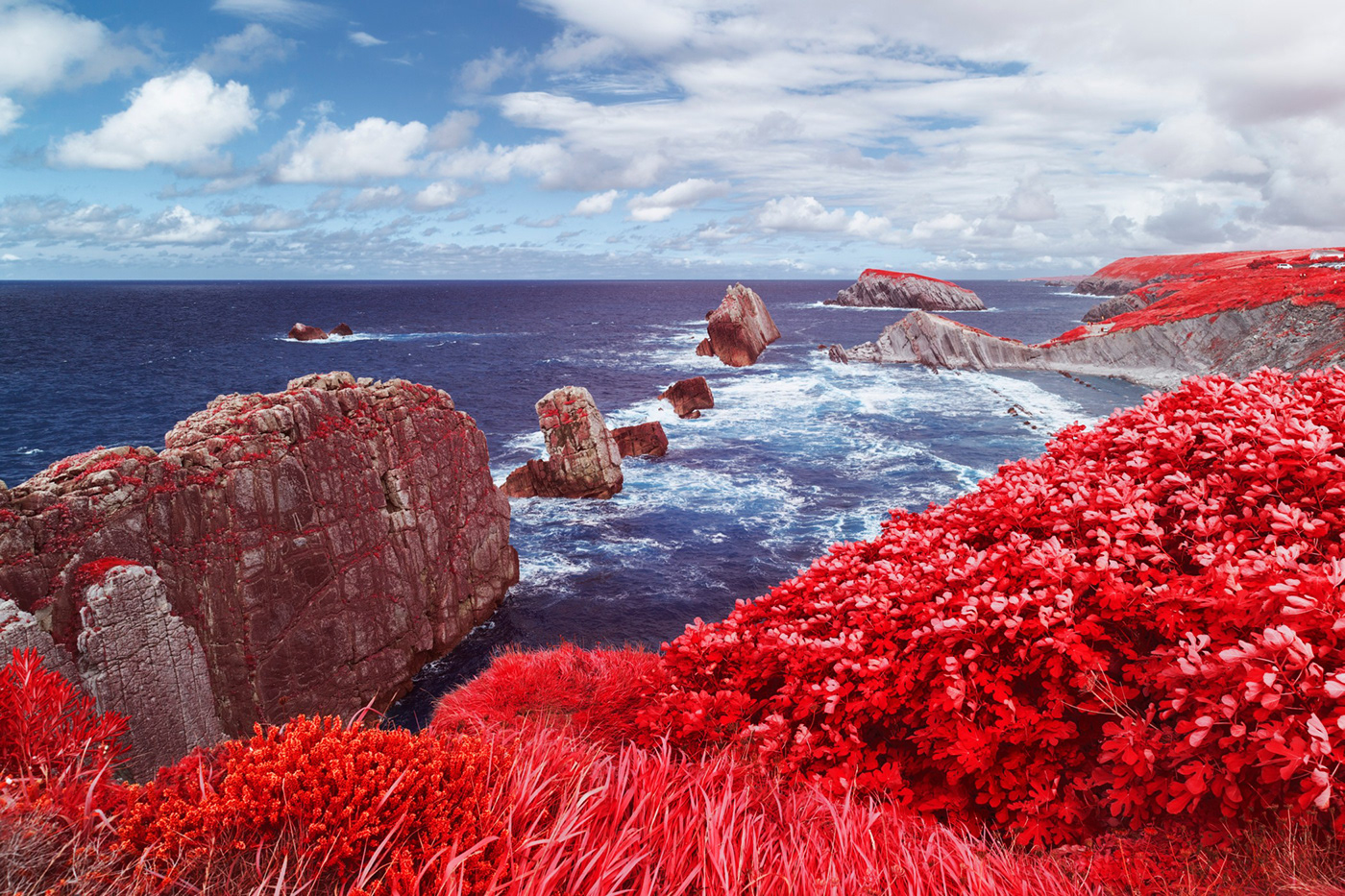 Aerochrome cliff france infrared landsape Ocean red seascape spain west coast