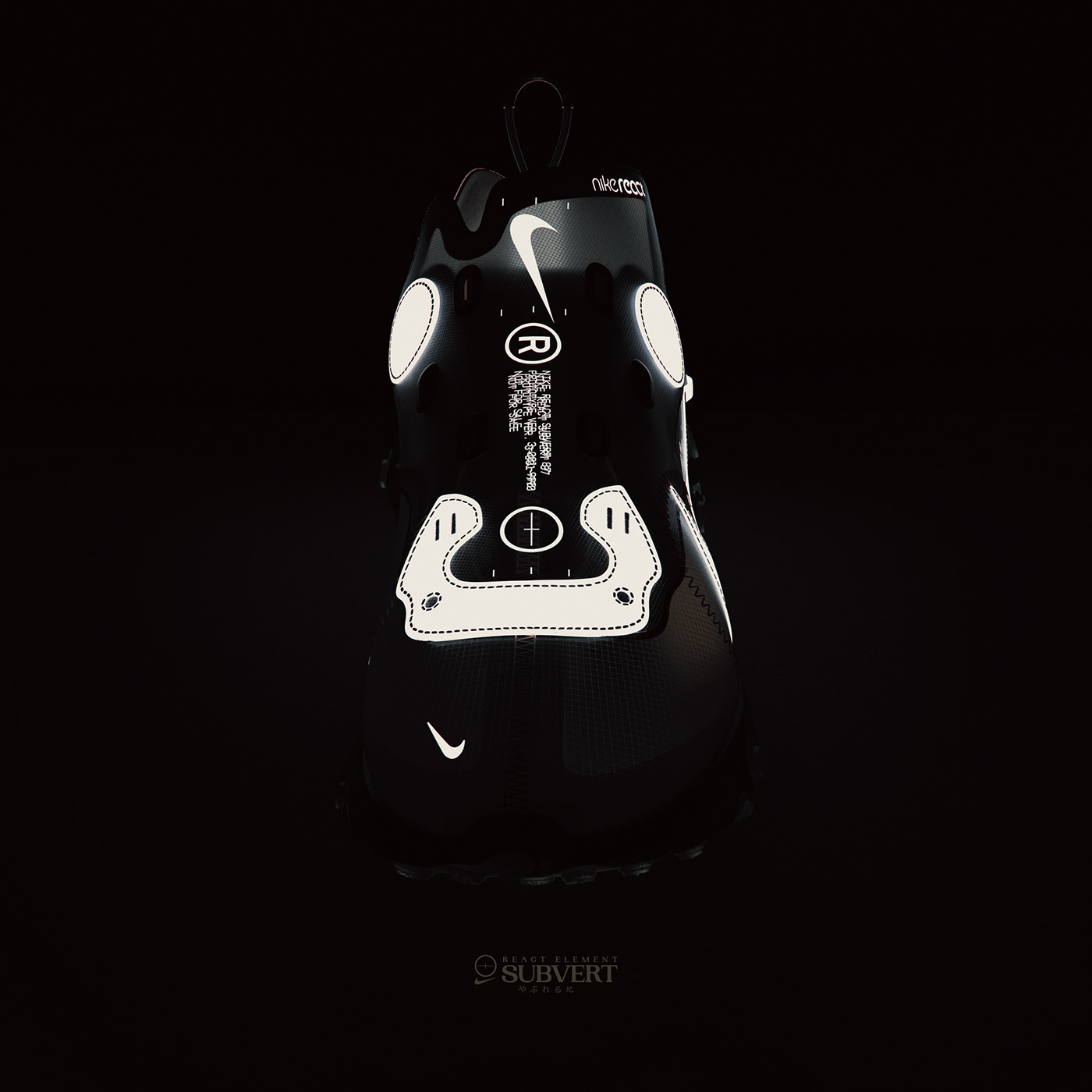 Nike footwear shoe industrial design  rendering product render Fashion  sneaker 3D Cyberpunk