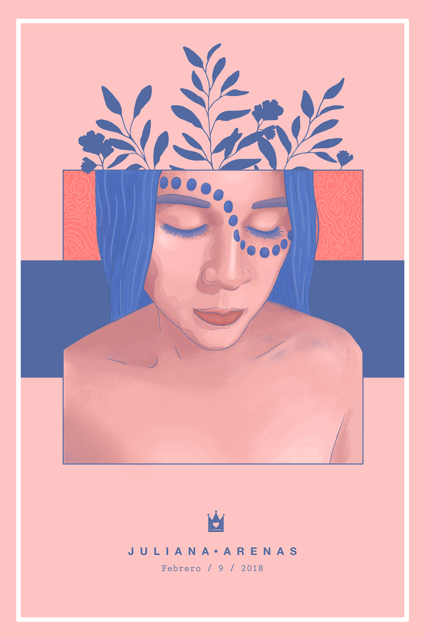 ILLUSTRATION  Digital Art  pink blue art girl femininity portrait
