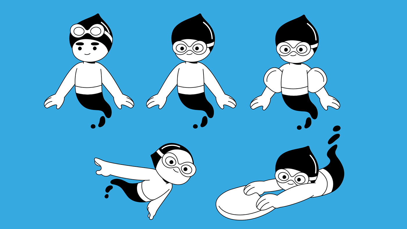 agua brand identity Character design ILLUSTRATION  Ilustração logo marca Natação personagem