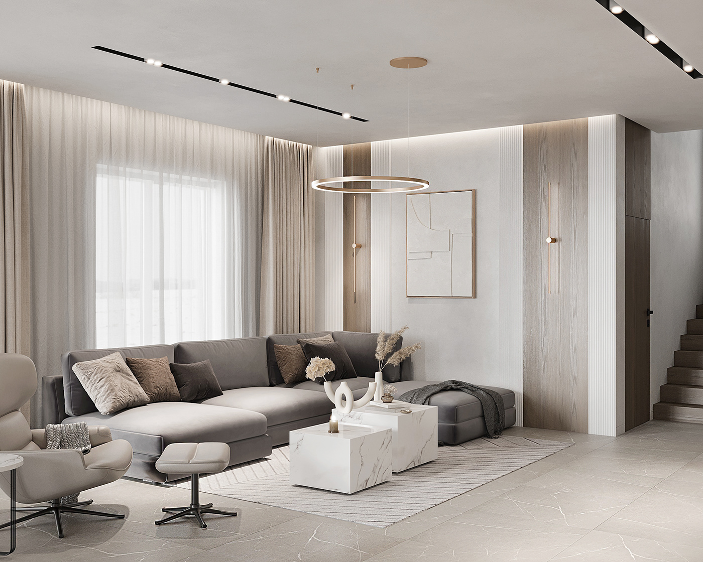 3ds max corona Interior interior design  kitchen living room modern Render visualization