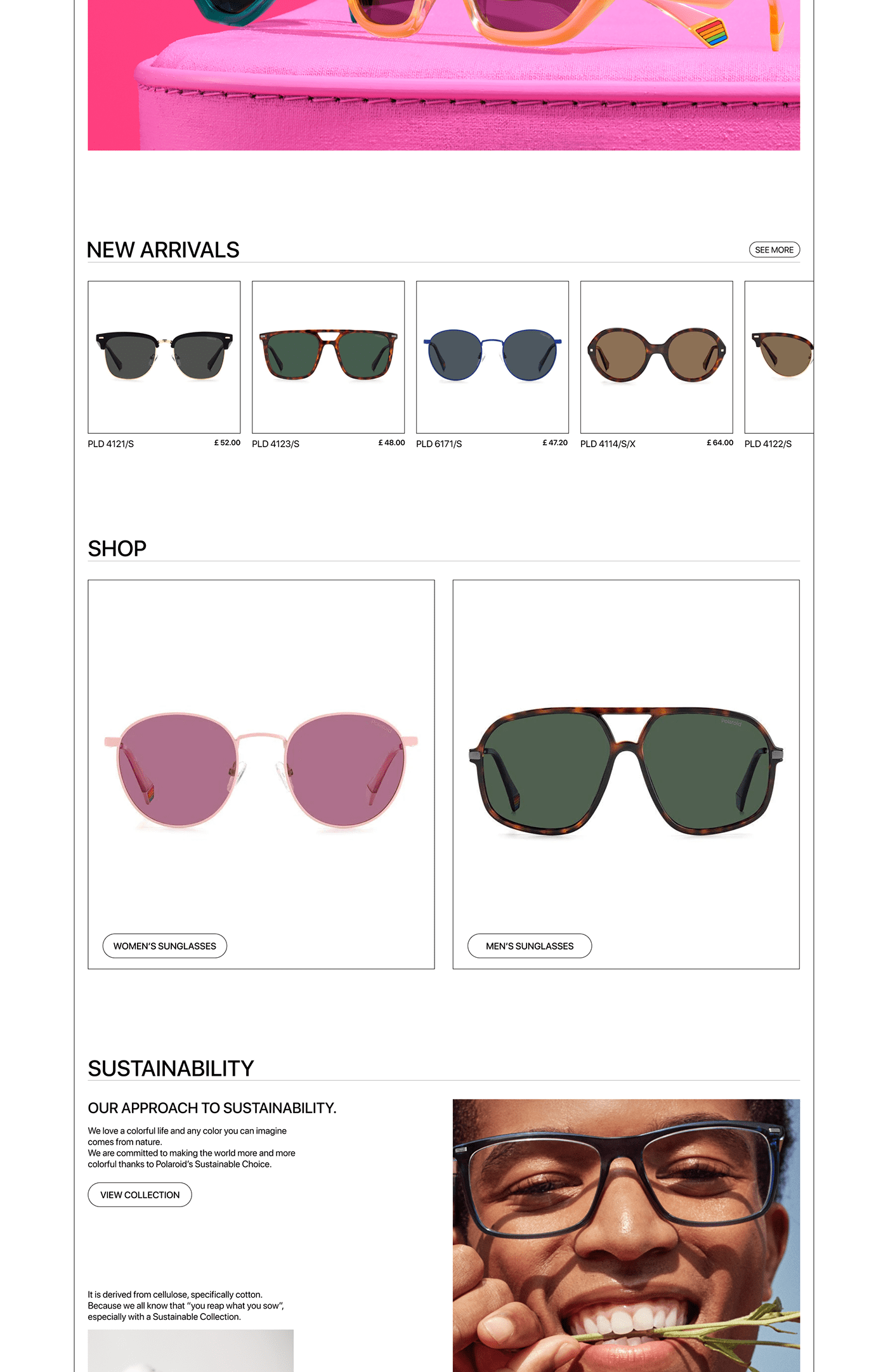 e-commerce Minimalism modern online store redesign Sunglasses UI ux ux/ui Website