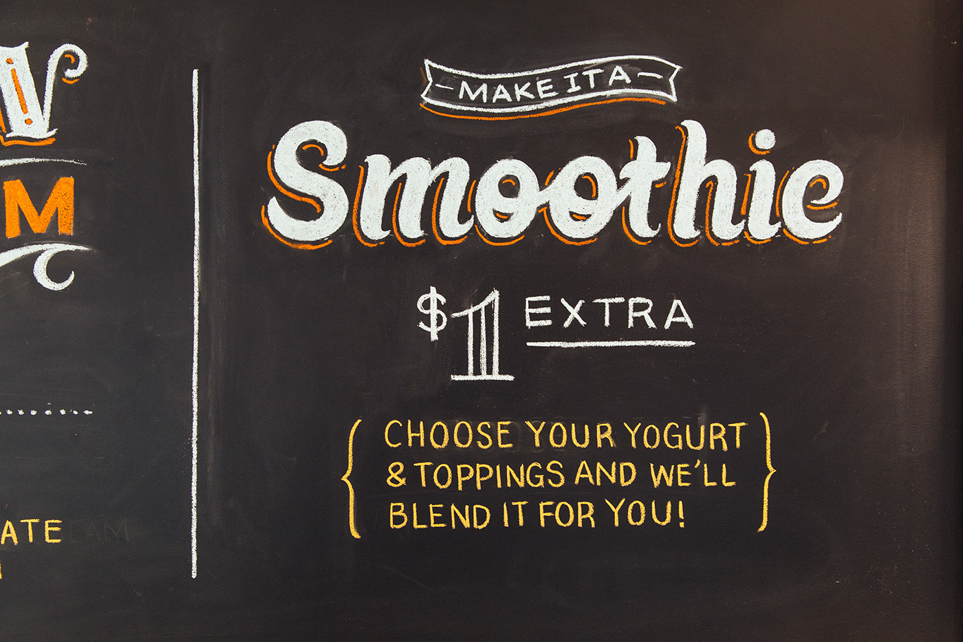lettering chalk wood rustic Signage Display menu HAND LETTERING frozen yogurt