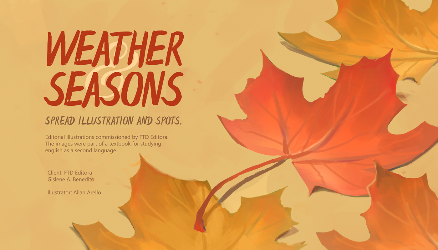 book digital editorial ILLUSTRATION  painting   seasons textbook weather