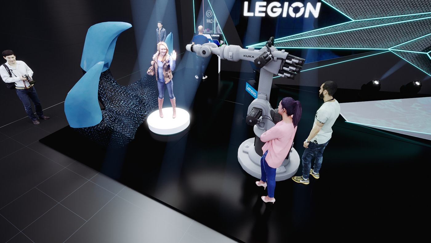 booth cenografia dragon esports estande Exhibition Design  Gaming Lenovo Lenovo Legion Stand