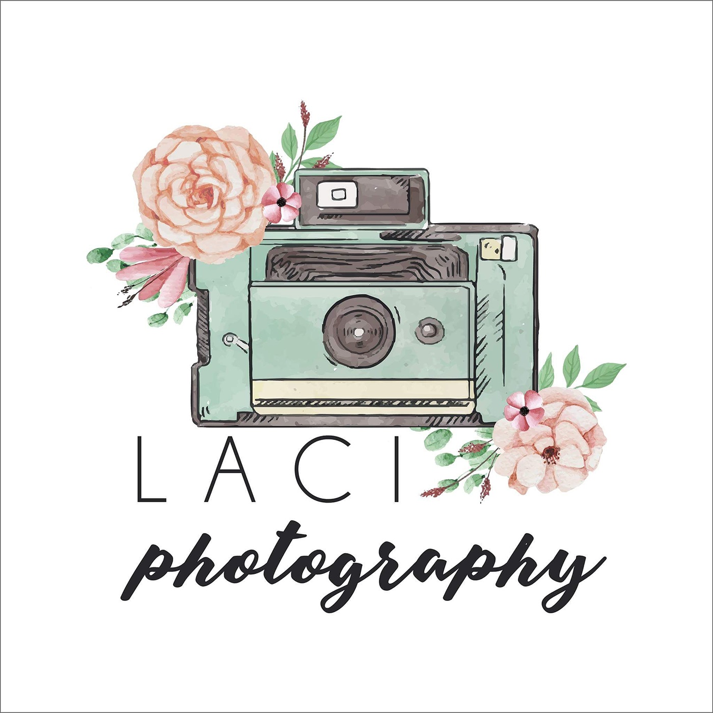 design camera logo floral watercolour Photography  graphic