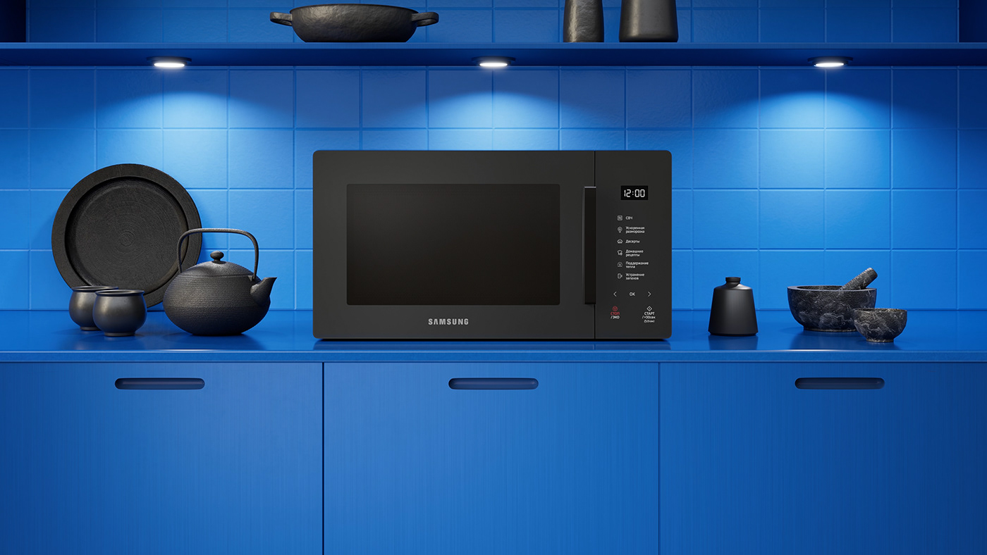3D Arnold Render CGI colors Interior microwave motion design Samsung