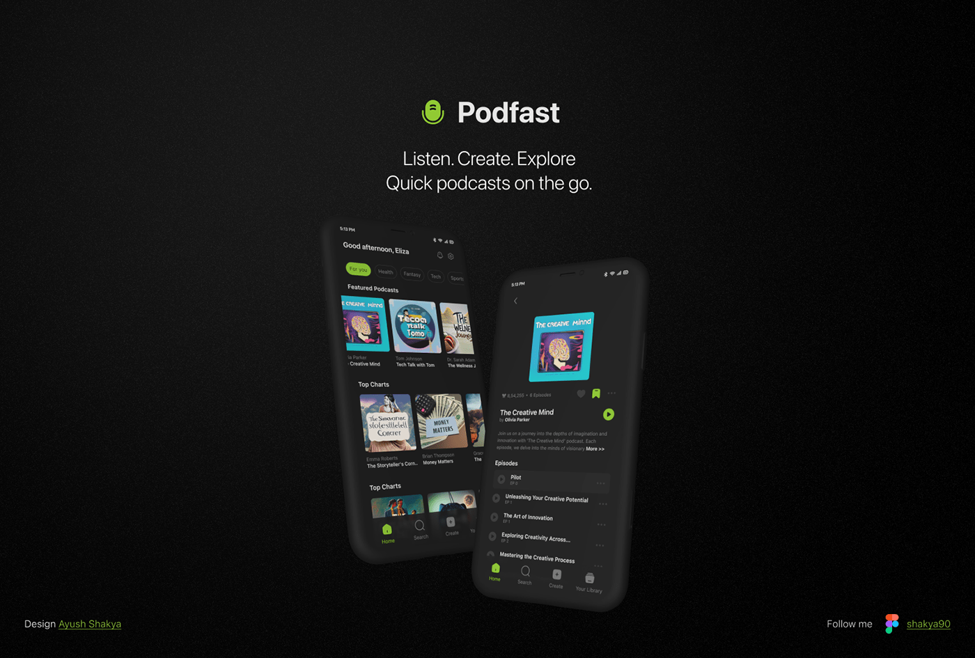 podcast Mobile app ui design mobile app design Figma user interface