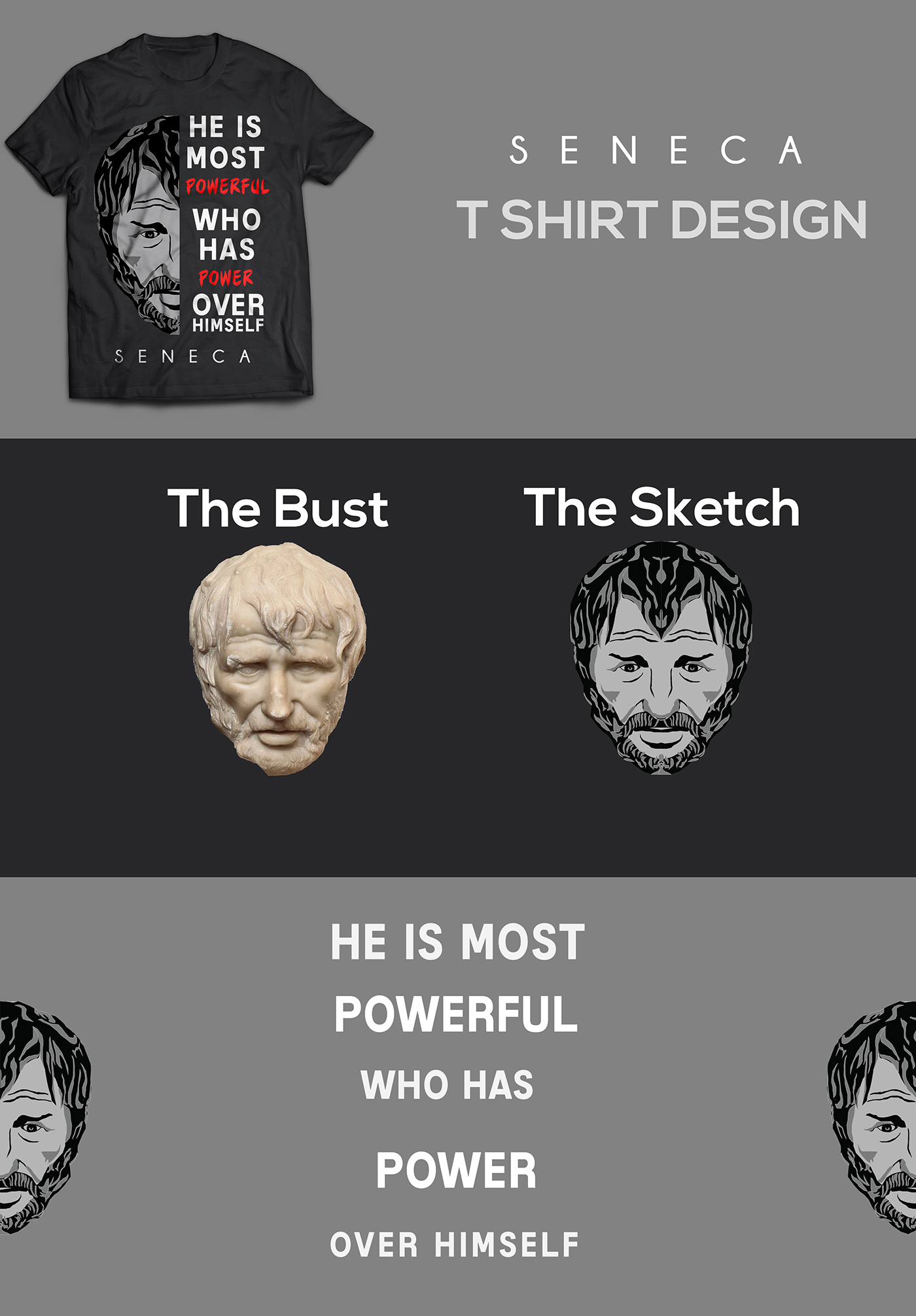Tshirt Design retro design seneka philosopher wordings Fashion 