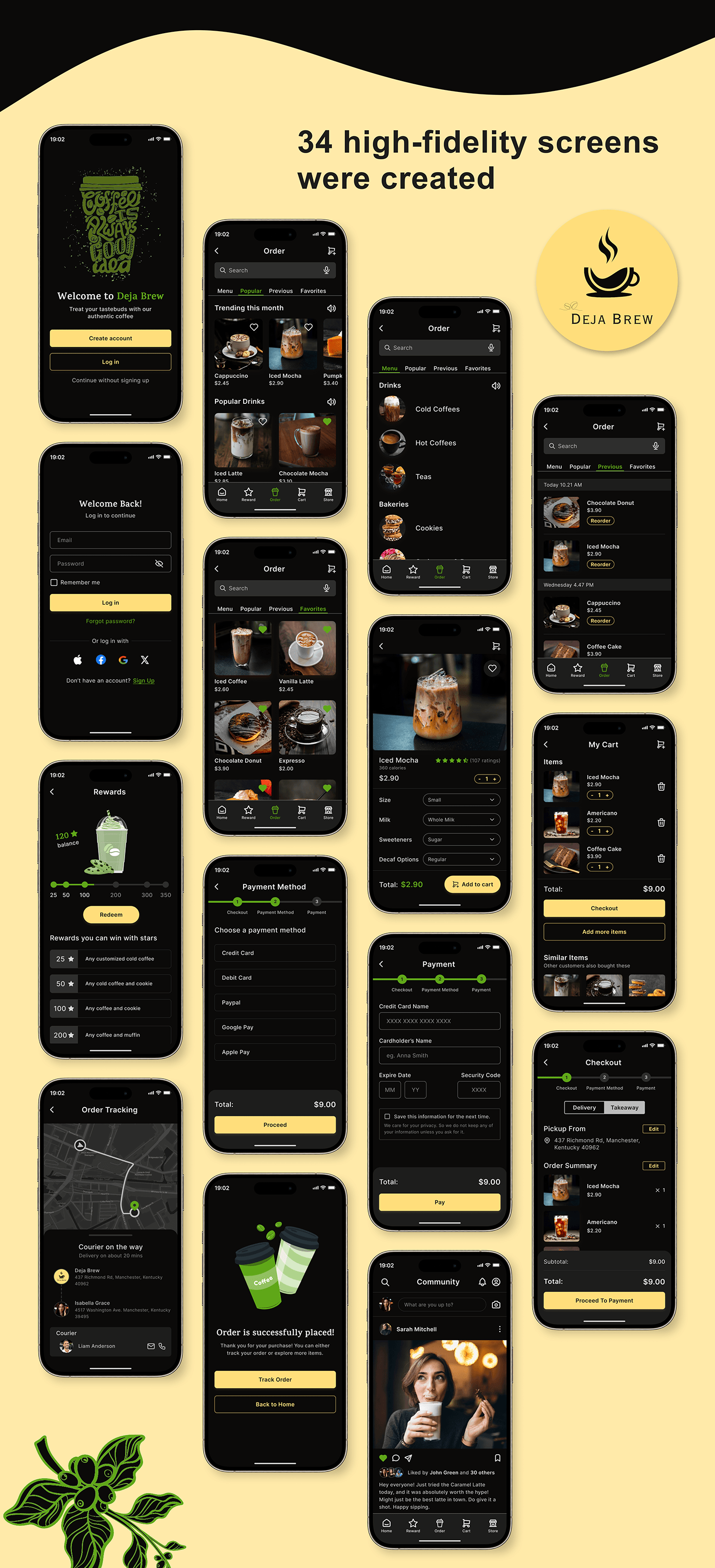ux/ui design UX design ui design mobile app design Figma cafe app coffee app iOS app design Case Study mobile app case study